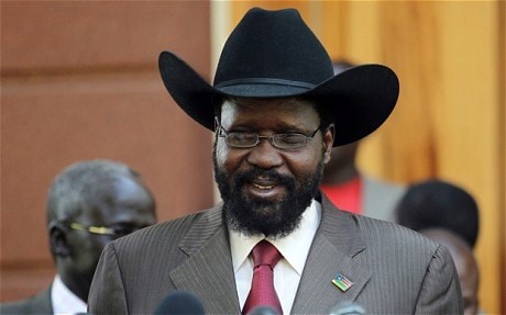 Video: South Sudan president Salvar Kiir pees in his trousers at public event Video: South Sudan president Salvar Kiir pees in his trousers at public event