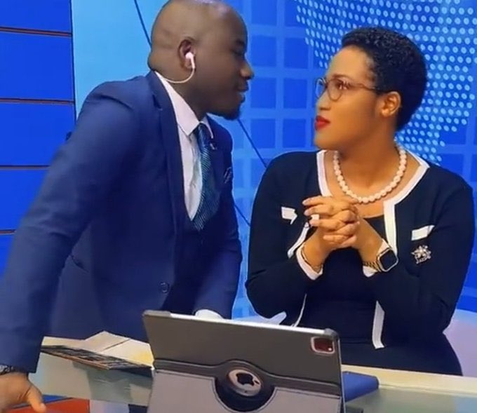 VIDEO: Zambali Bulasio Mukasa almost kisses Isabella Tugume in NBS studio VIDEO: Zambali Bulasio Mukasa almost kisses Isabella Tugume in NBS studio
