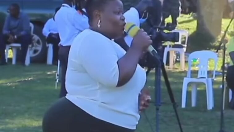 VIDEO: Watch as President Museveni chases Catherine Kusasira off the mic