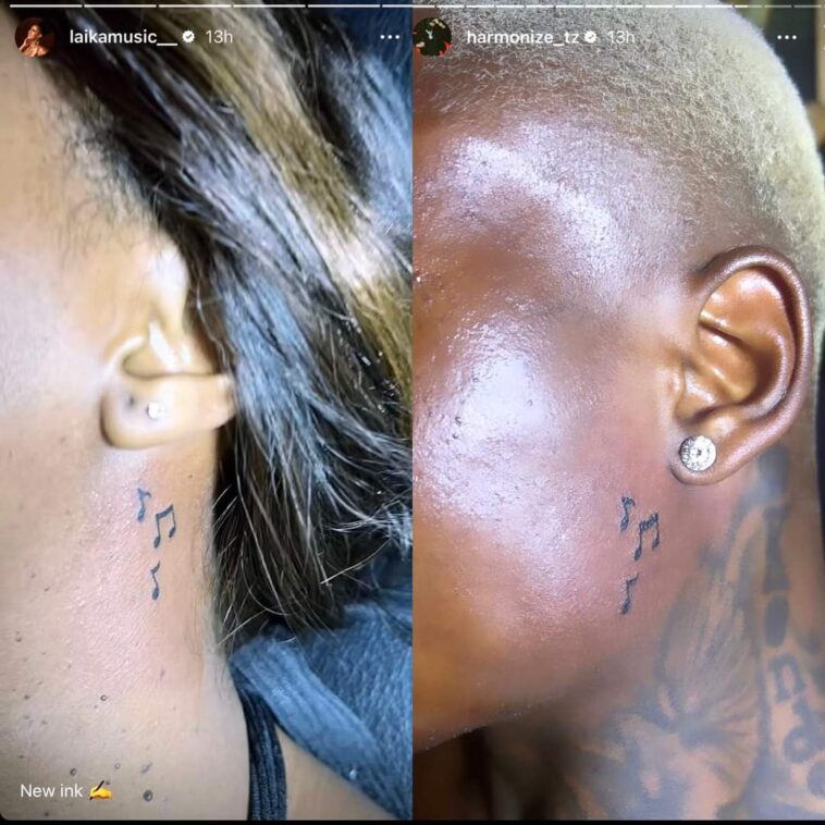 SCREENSHOT: Laika Music and Harmonize get matching tattoos SCREENSHOT: Laika Music and Harmonize get matching tattoos